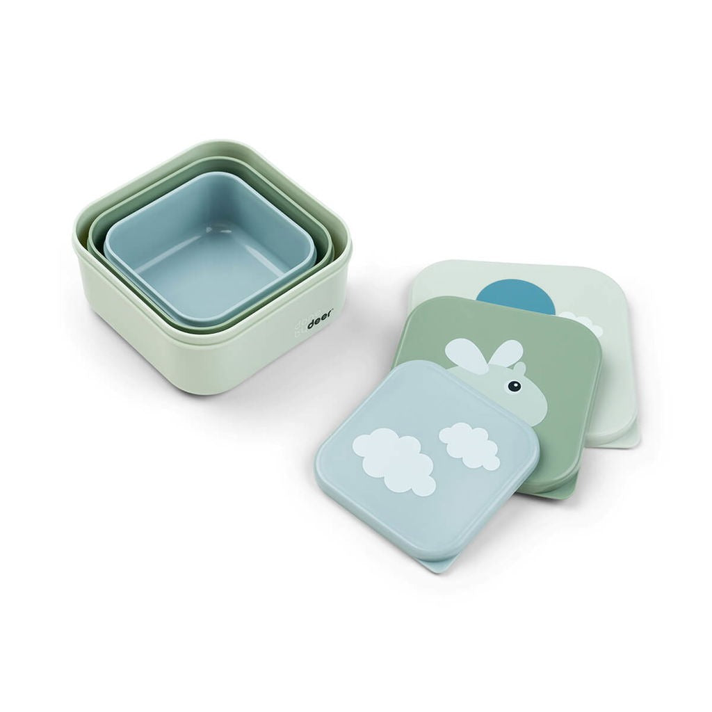 Done By Deer Snack Box 3-pack - Happy Clouds Grön Done By Deer