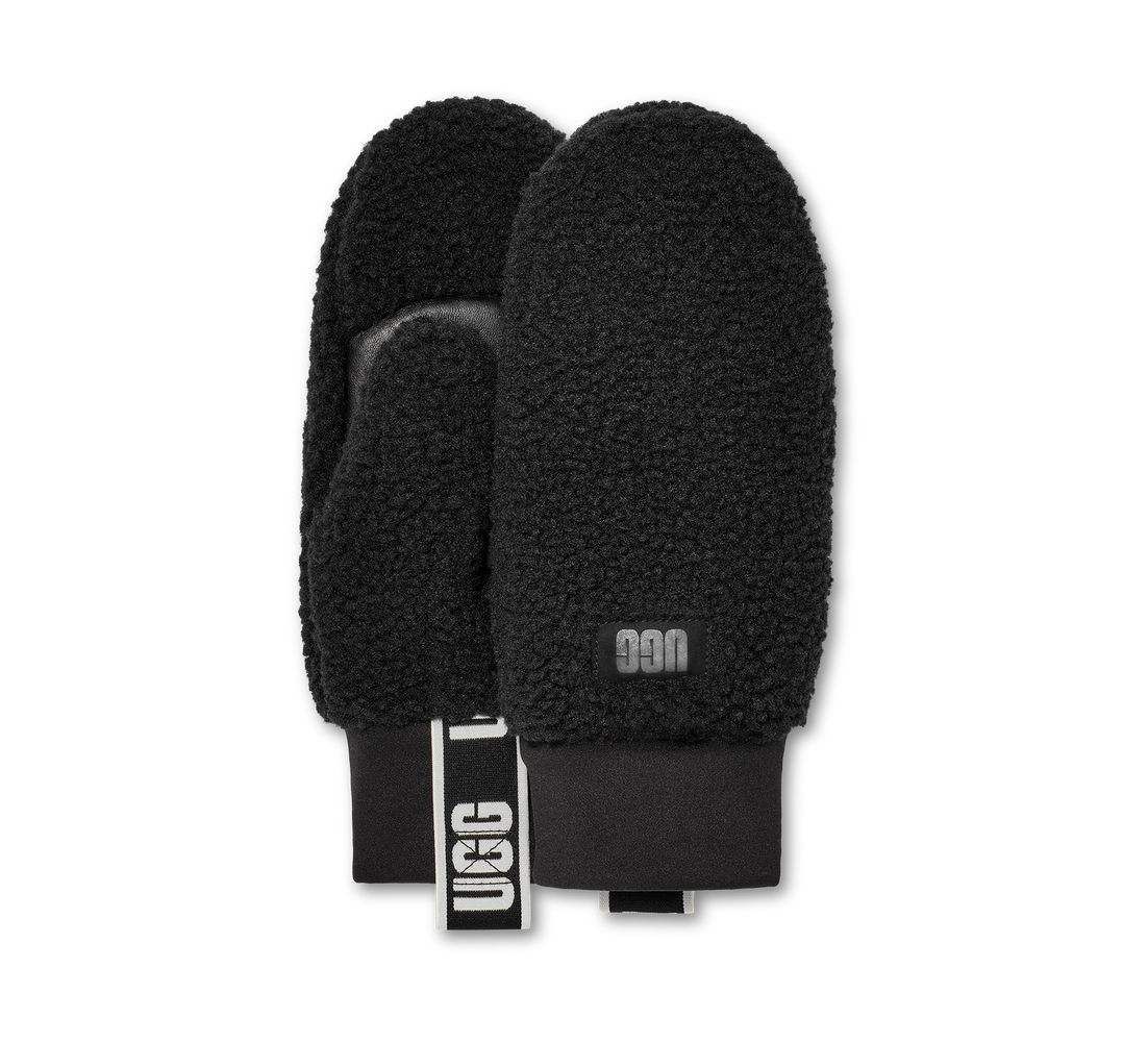 UGG UGGfluff Mitten With Logo Tape – Dam – Black
