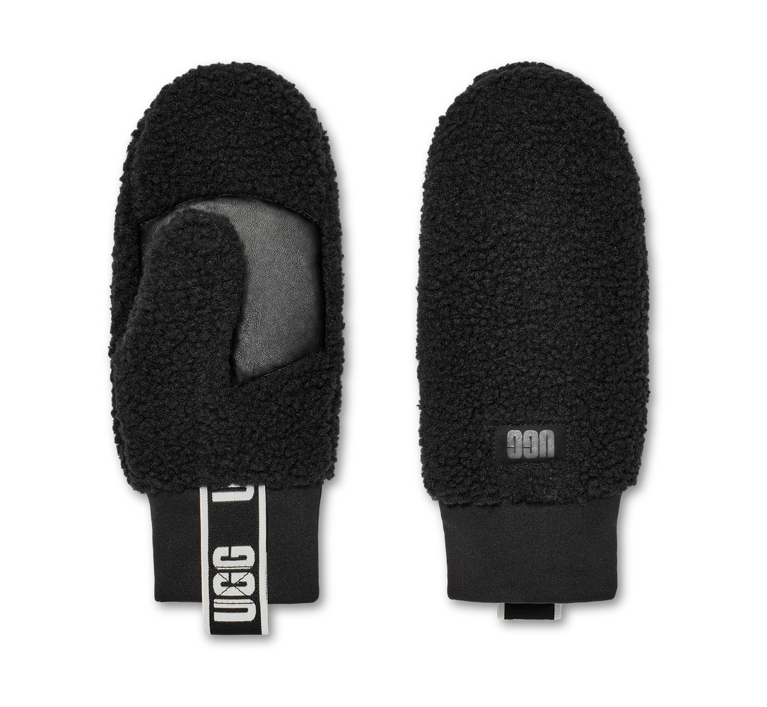 UGG UGGfluff Mitten With Logo Tape – Dam – Black