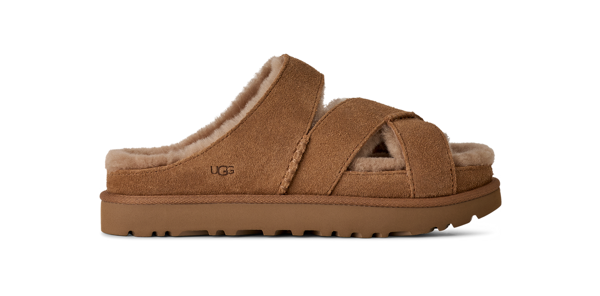 UGG Greenport Cross Strap Slide – Dam – Chestnut