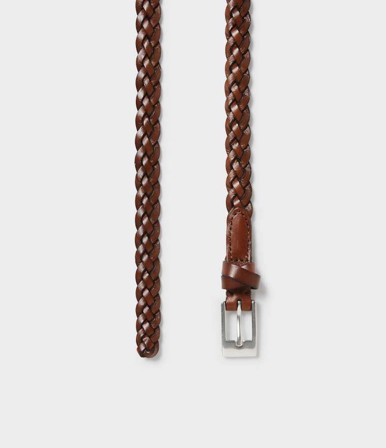 Saddler Nibe Flätat Läderbälte - Brun - Travels And Bags