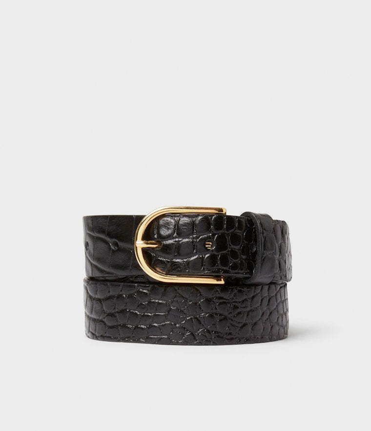 Saddler Safira Läderbälte - Svart Croco - Travels And Bags