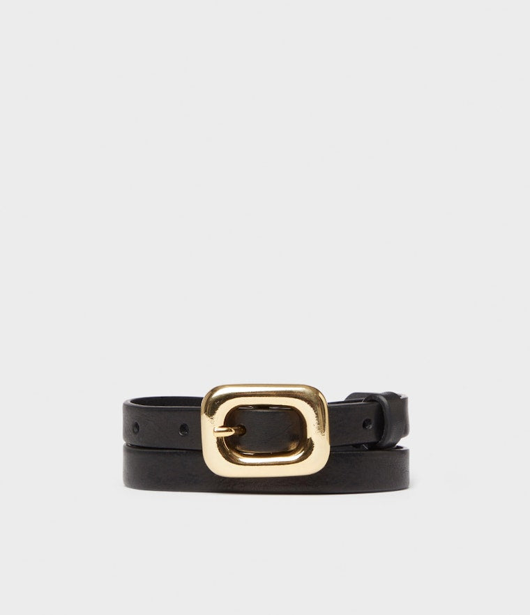 Saddler Ronja Läderbälte - Svart/guld - Travels And Bags