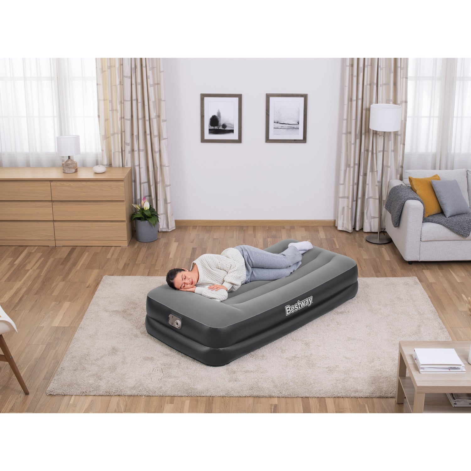 Bestway - Tritech Dubbel luftmadrass med inbyggd ac-pump - Travels And Bags