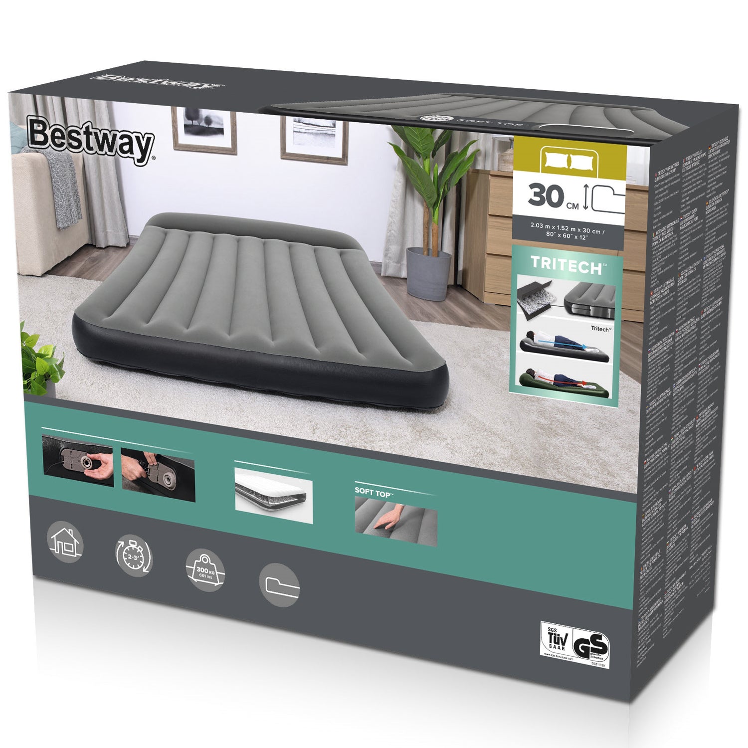 Bestway - Tritech Luftmadrass 2.03m x 1.52m x 30cm - Travels And Bags