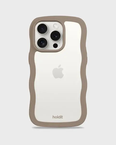 Holdit Telefonskal Wavy iPhone 14 Pro Max - Ljusbrun/Transparent - Travels And Bags