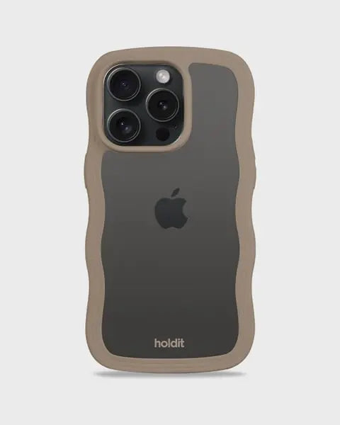 Holdit Telefonskal Wavy iPhone 14 Pro Max - Ljusbrun/Transparent - Travels And Bags