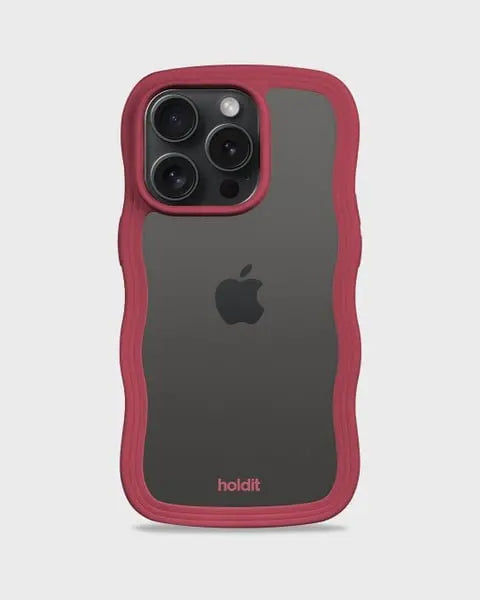 Holdit Telefonskal Wavy iPhone 15 Pro - Röd/Transparent - Travels And Bags
