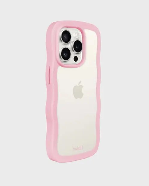Holdit Telefonskal Wavy iPhone 15 Pro - Rosa/Transparent - Travels And Bags