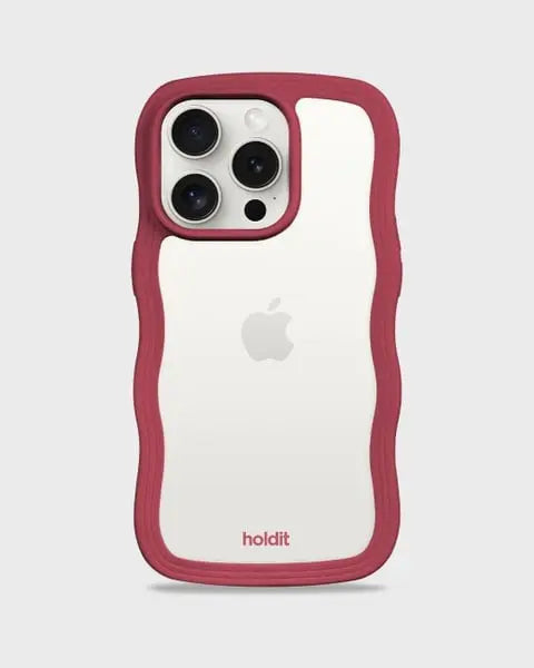 Holdit Telefonskal Wavy iPhone 15 Pro Max - Röd/Transparent - Travels And Bags