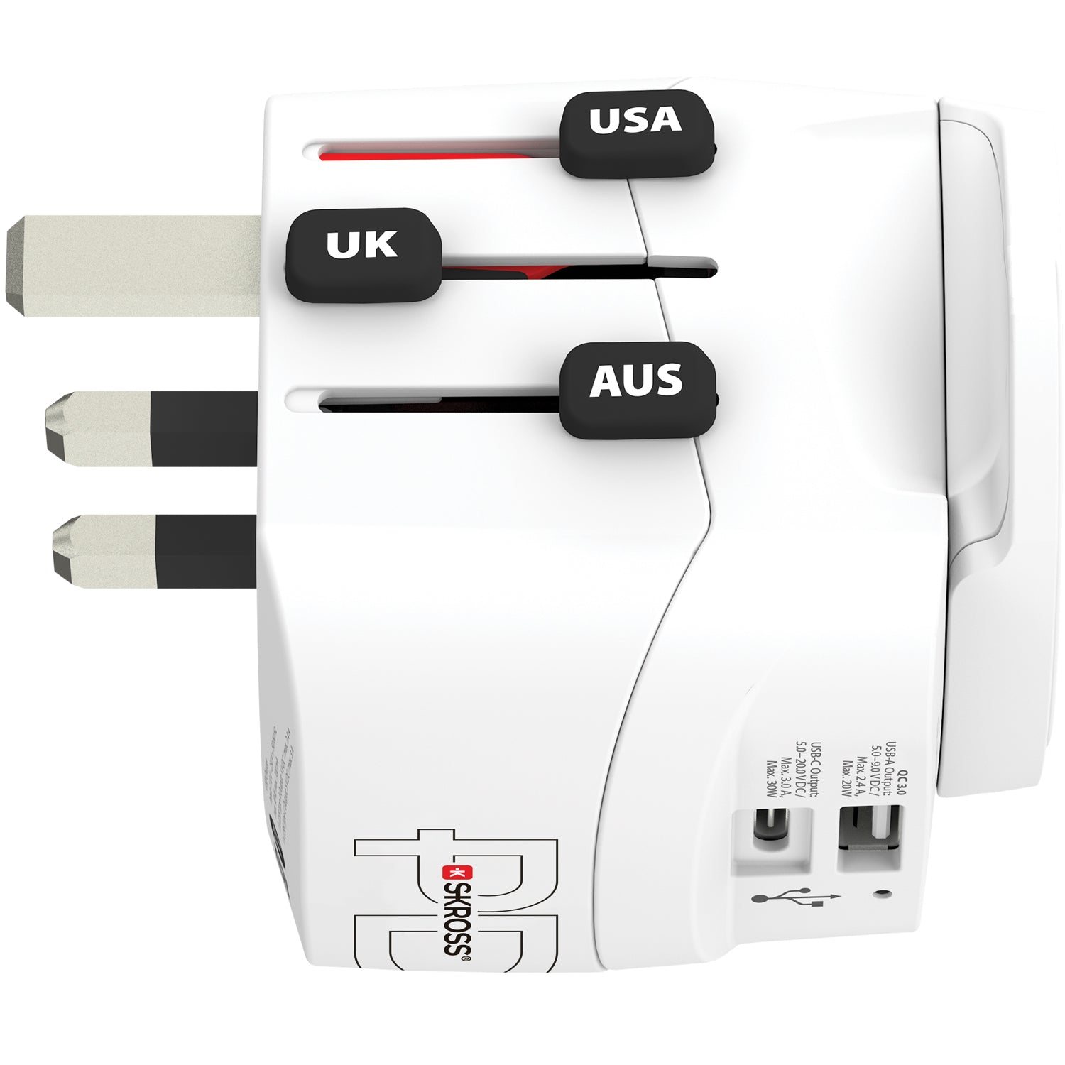 SKROSS - Världsreseadapter PRO Light USB AC30PD World PD 30W Jordad - Travels And Bags