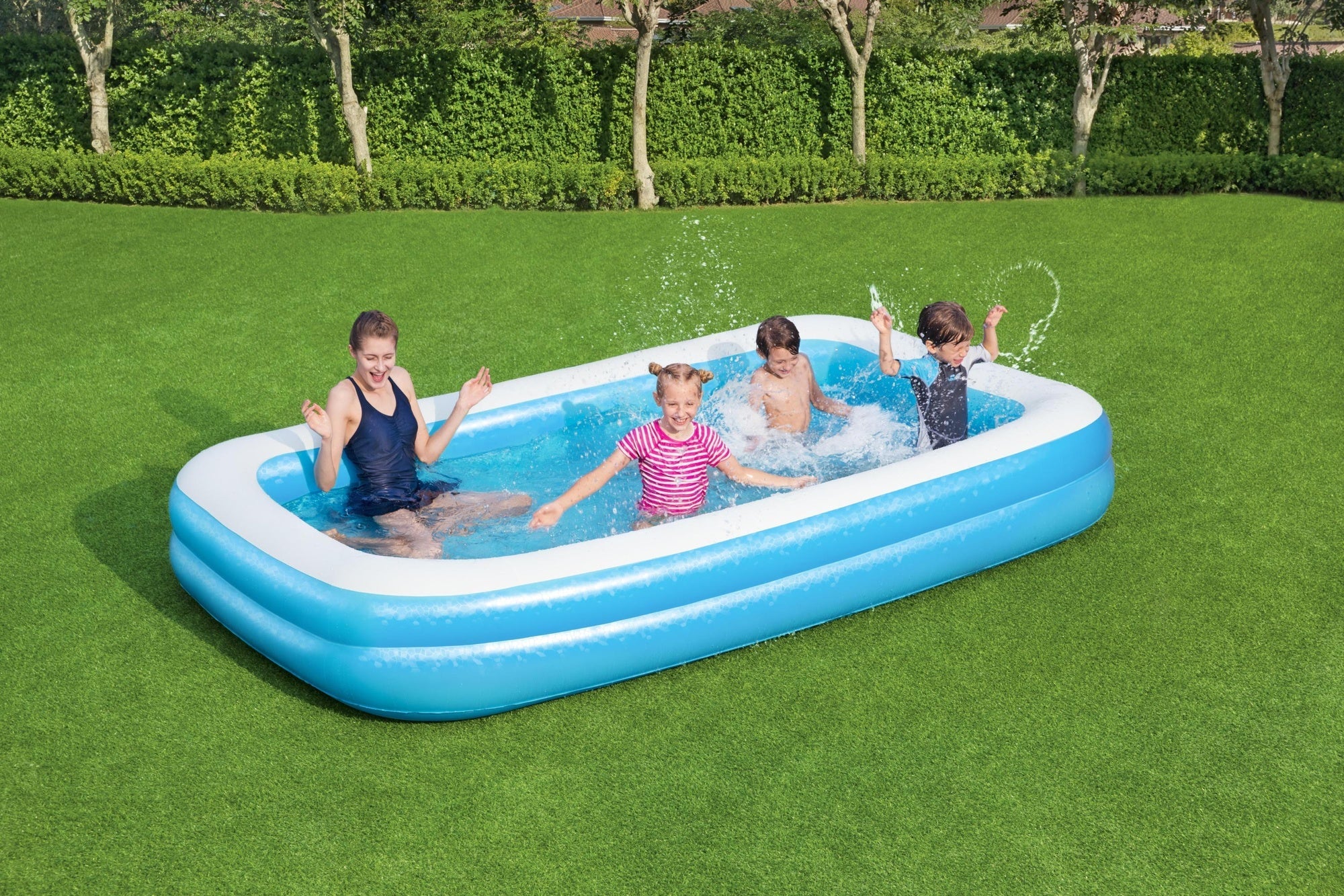 Bestway Familjepool Blå Rektangulär 305 x 183 x 46cm