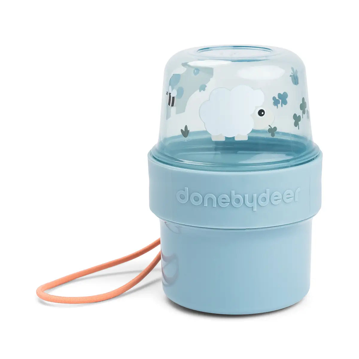 Done by Deer To go 2-way snack container S Tiny farm - Blå